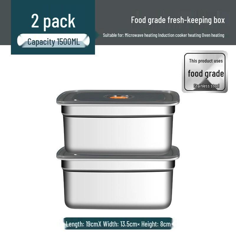 Stainless Steel Food Storage Box with Lid - Square Tray Lunch Container for Office Workers