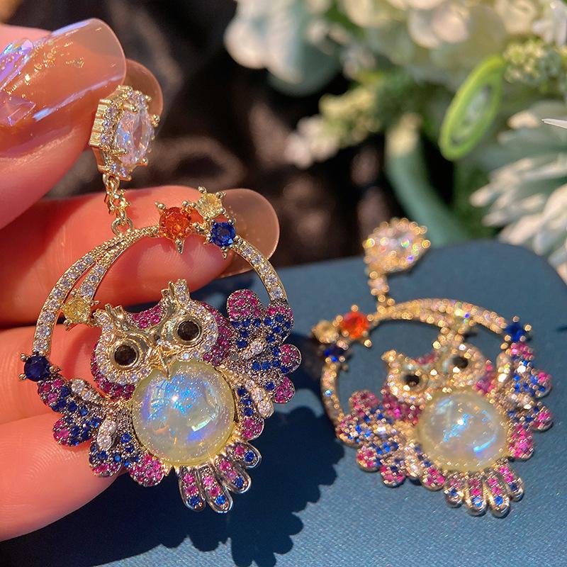 

Серьги с цветными бусинами в виде совы, милые модные серьги-гвоздики с изображением животных для женщин разноцветный