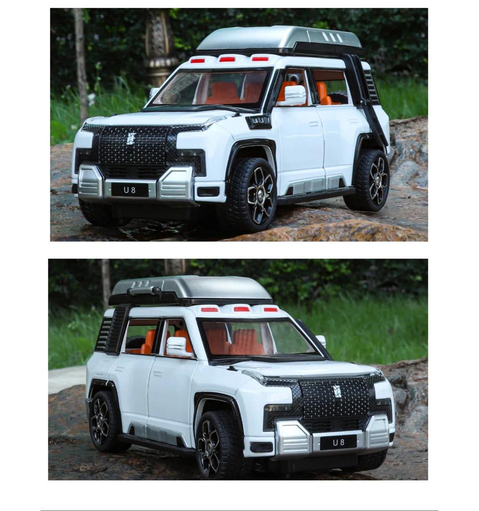 1/24 BYD Yangwang U8 Alloy SUV Car Model Diecast Metal New Energy Off-Road Vehicles Car Model Sound and Light Childrens Toy Gift