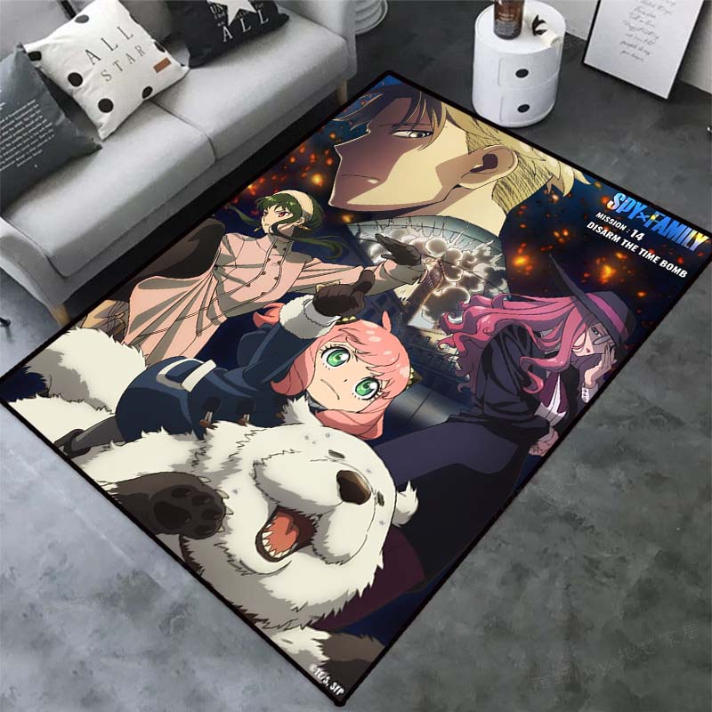 Cute Kawaii S-SPY-X-FAMILY NonSlip Area Rug for Living Room,Bedroom,Playroom,Kitchen,Door Floor Mat Home Decor Rug Gift Alfombra