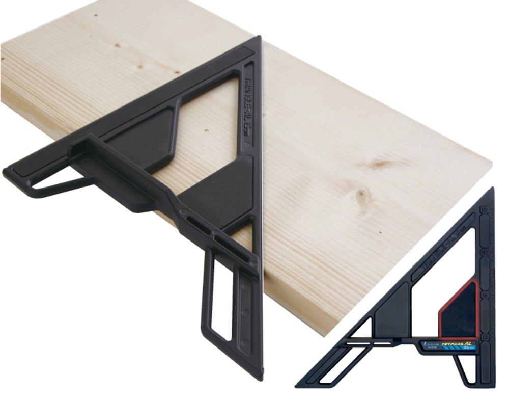 Shinwa Sokutei Triangle Circular Saw Guide with 9mm Black Ruler, AL, 15cm, 78108, Aluminum, Non-Slip Rubber, Stop,