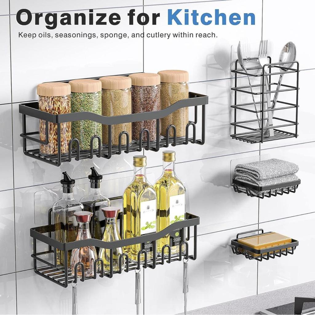 Wall-Mounted Wrought Iron Bathroom Storage Rack Set