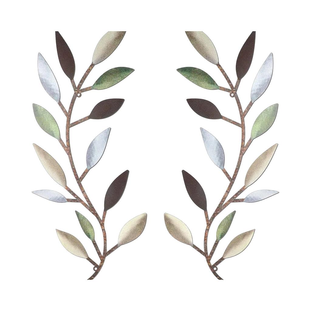 Metal Wrought Iron Leaf Wall Decoration, Vine Olive Branch And Leaf Wall, Living Room Outdoor Decoration Botanical Pattern Home Decoration Plaque