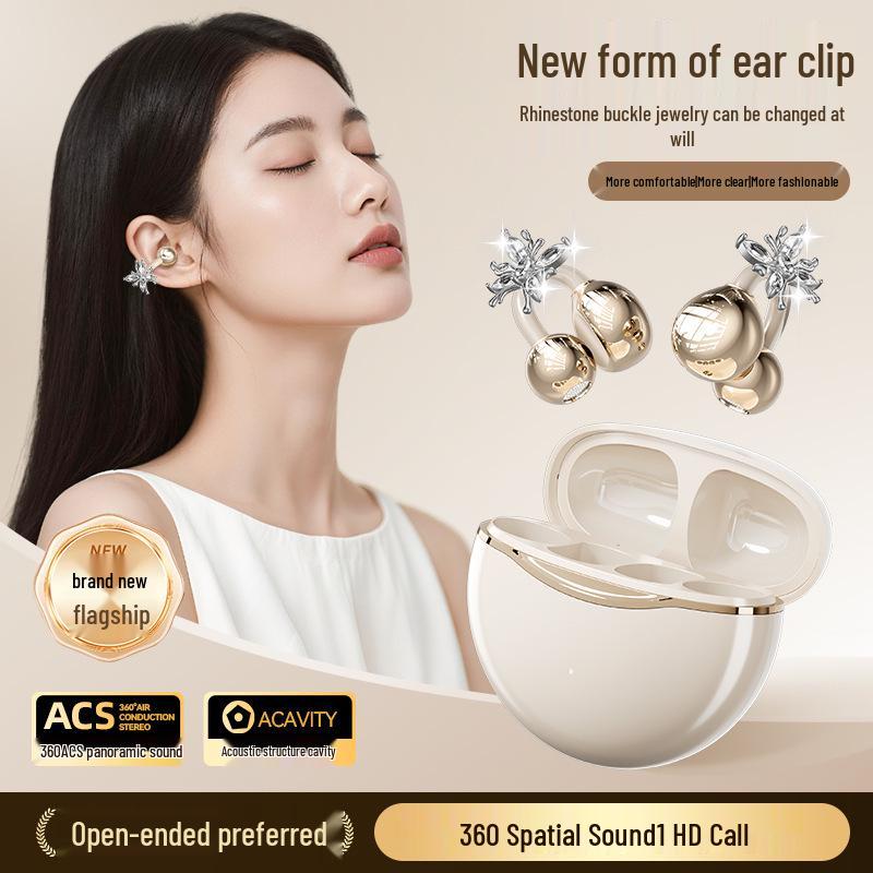 Rovani Bluetooth Ohrclip-Kopfhörer: Trendige Ästhetik, Wolkenkomfort, 5,4 Chip, Kein Ruckeln für Frauen.