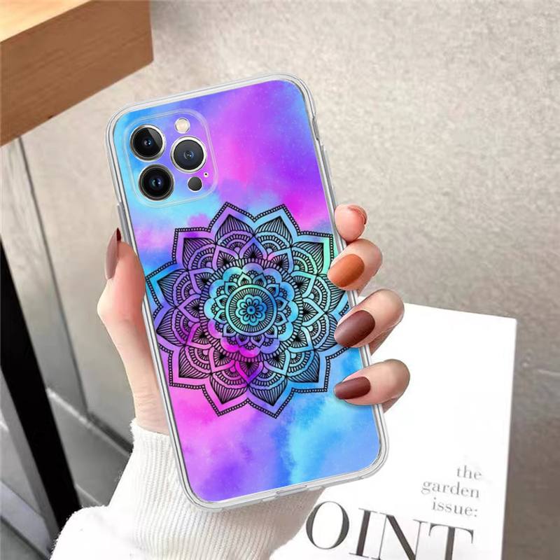 Flower Of Life In Lotus Phone Case For iPhone 14 13 12 11 Pro Max XS X XR SE 2020 6 7 8 Plus Mini Transparent Shell