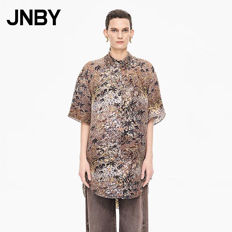 JNBY 25 Autumn Botanical Print Short-Sleeve Loose Shirt M