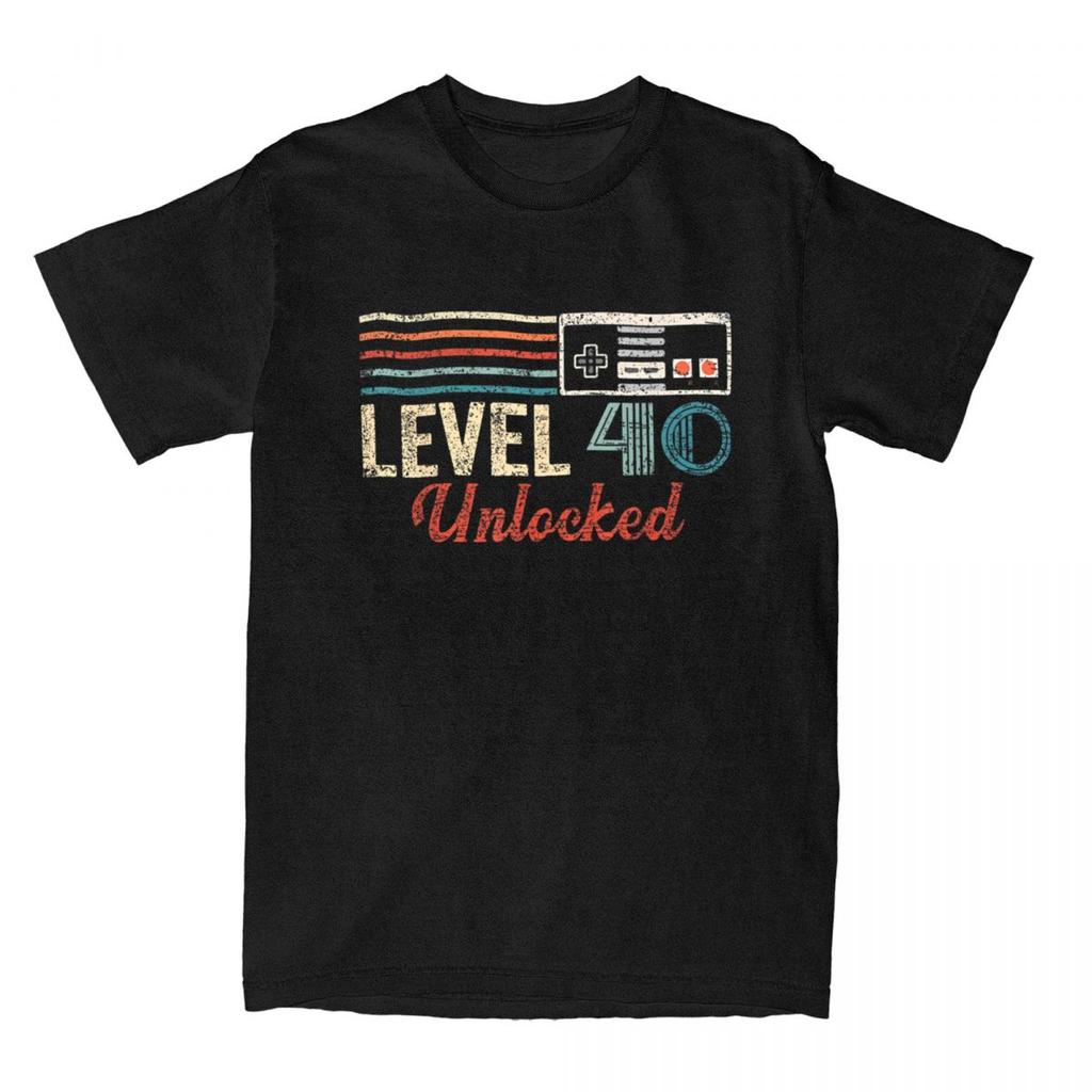 Men TShirts Unlocked Level 10 20 30 40 50 60 Birthday Boy Video Game Controller Hipster Tee Shirt T Shirt Clothing Gift