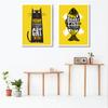 Nordic Poster Prints Black Cat Fish Qotes Wall Decor Cuadros Decoracion Yellow Wall Art Picture Kitchen Living Room Decoration