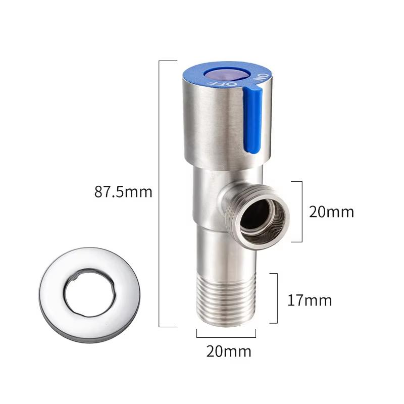 

G1/2 Stainless Steel Hot Cold Inlet Valve Toilet Filling Angle Valves Sink Basin Water Heater Faucet for Bathroom Accessories синий
