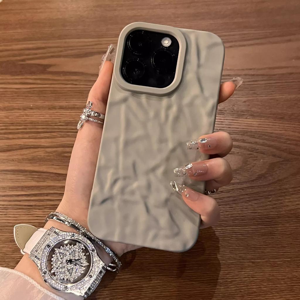 Applicable To IPhone 16 Wrinkled Skin-feeling Mobile Phone Case Apple 15proMax All-inclusive Matte 14 Anti-fall Protection Case
