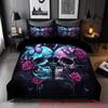 Halloween-Themed Double Skull Digital Printing 3D Quilt Cover, Bedding, Home Textile Three-Piece Set
