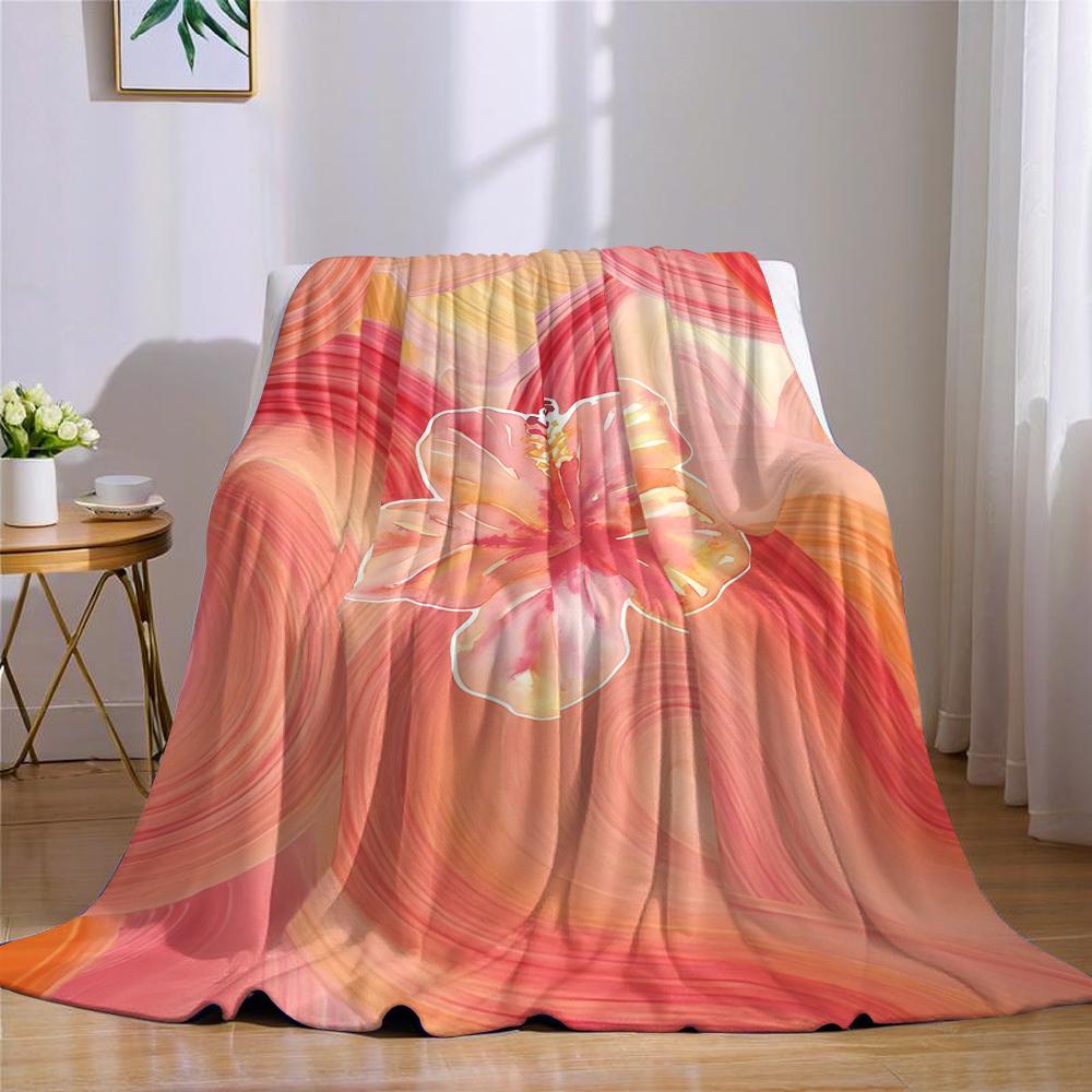 Blossom Swirl Flannel Blanket Warm Soft Halloween Christmas Couch Warm Cozy Decorative Decor Gift for All Season