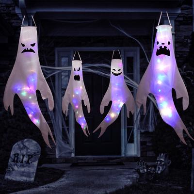 Halloween LED Light Hanging Ghost For Halloween Party Home Outdoor Indoor Decoration Large Glowing Spooky Lamp Horror Props