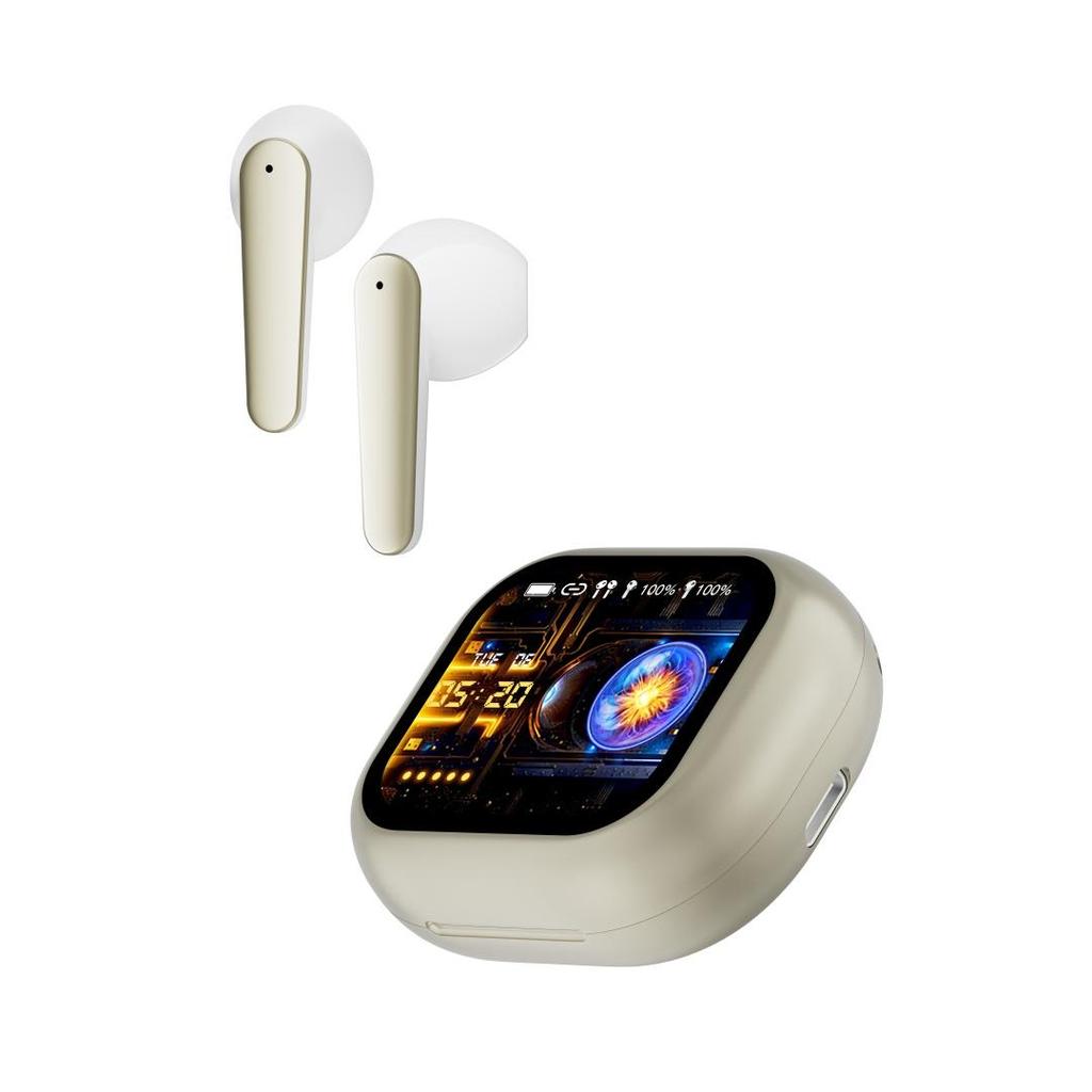 T18 TWS Smart Buds 1,96-Zoll-Bildschirmanzeige 240x282 BT5.4 Tastenanschlag-Touch Typ-C 300mAh Mehrsprachiges Multifunktionales Smart-Headset