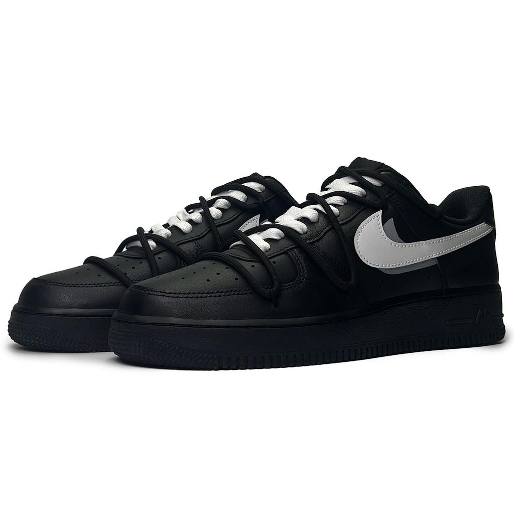 Nike Air Force 1 Reflection Low top Skateboard Shoes Men's Black White CW2288-001(Team285-)