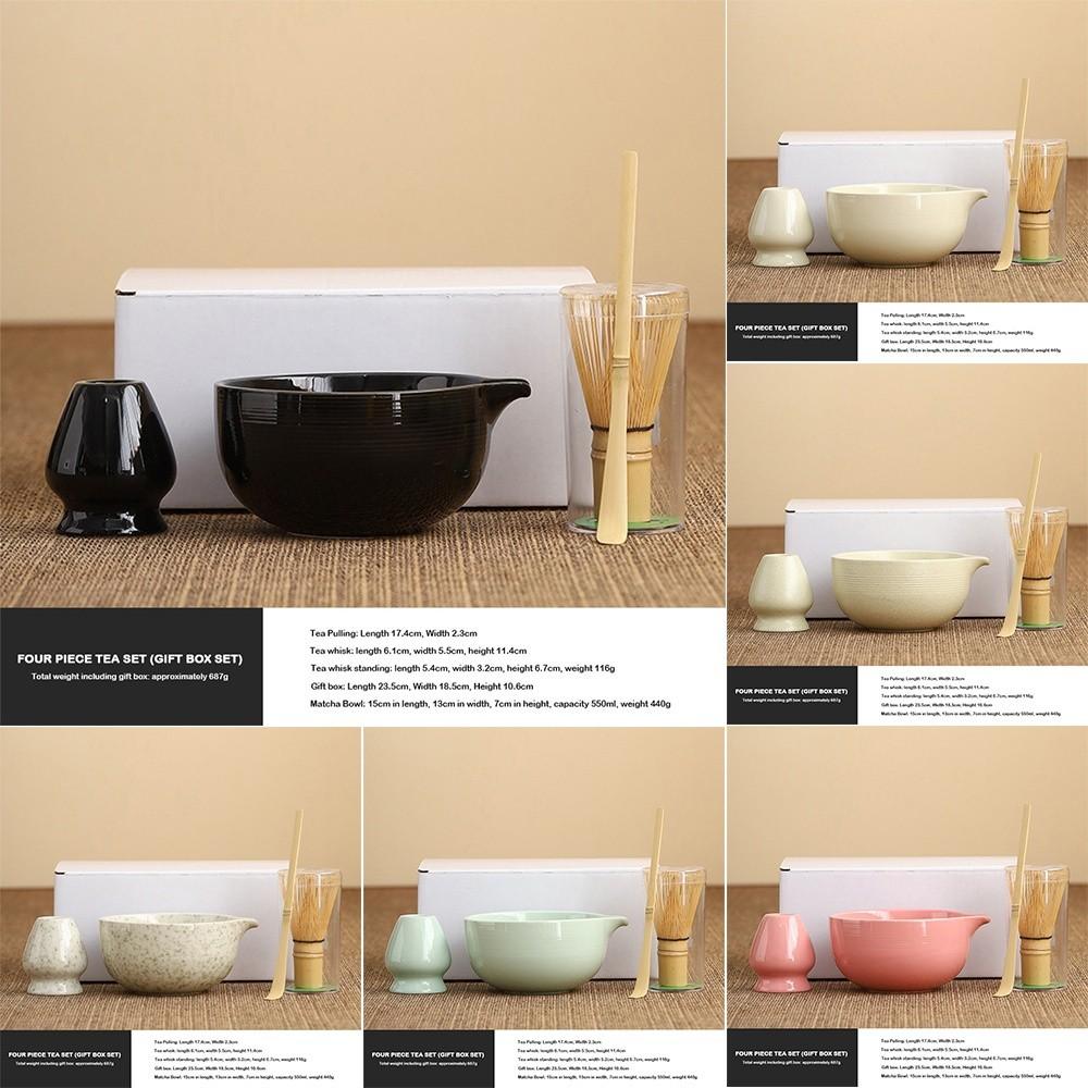

4PCS Ceramic Bamboo Matcha Whisk Set Matcha Bowl Matcha Making Kit Tea Lovers Green1
