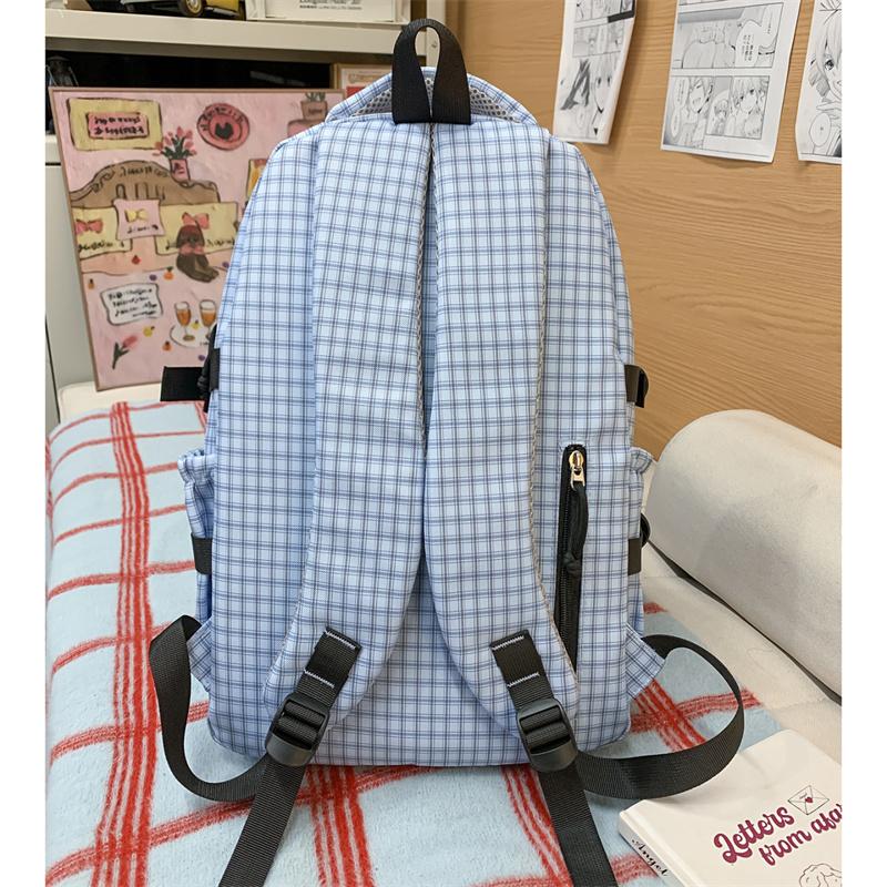 Mochila de Grande Capacidade Mochila Escolar para Campus Mochila Xadrez para o Trabalho