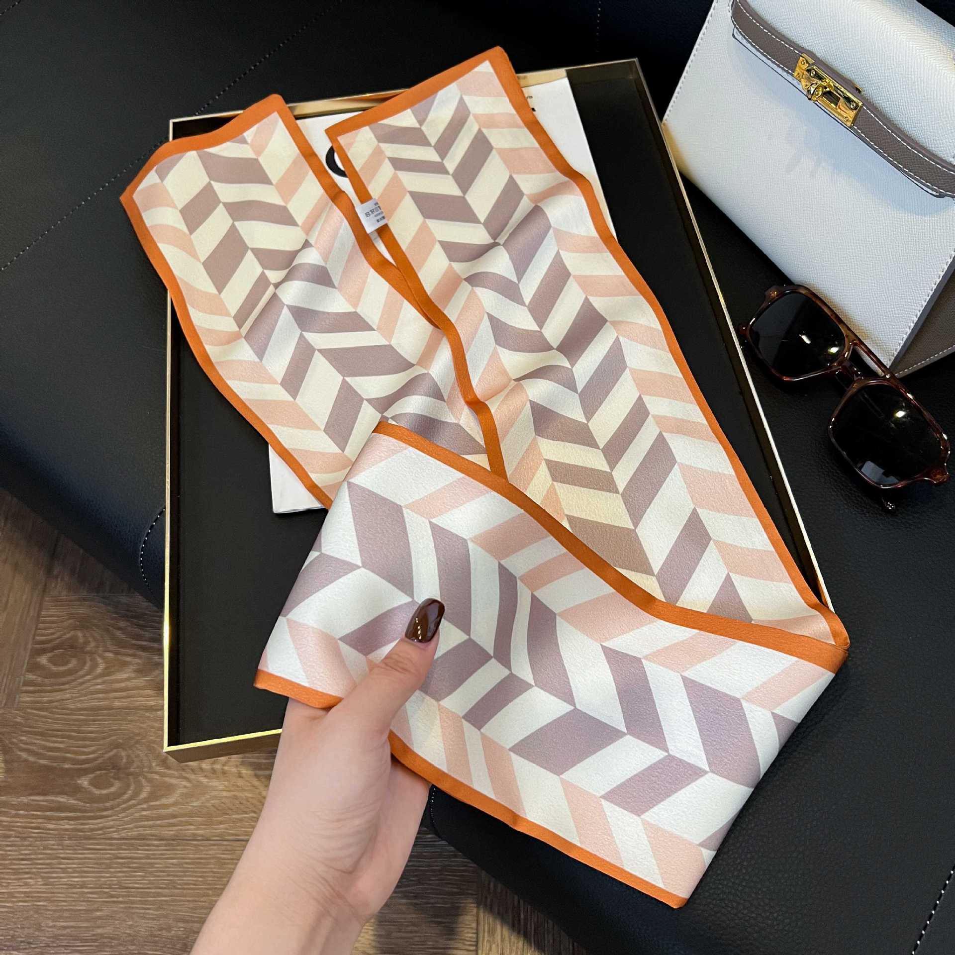 

Imitation silk long silk scarf spring and autumn new fashionable silk scarf light luxury temperament versatile small scarf casua One Size