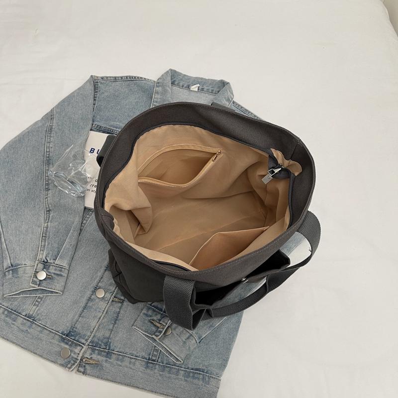 Geantă de damă din pânză de mare capacitate, toamnă, nouă, simplitate, culoare solidă, geantă de umăr versatilă, pentru timpul liber