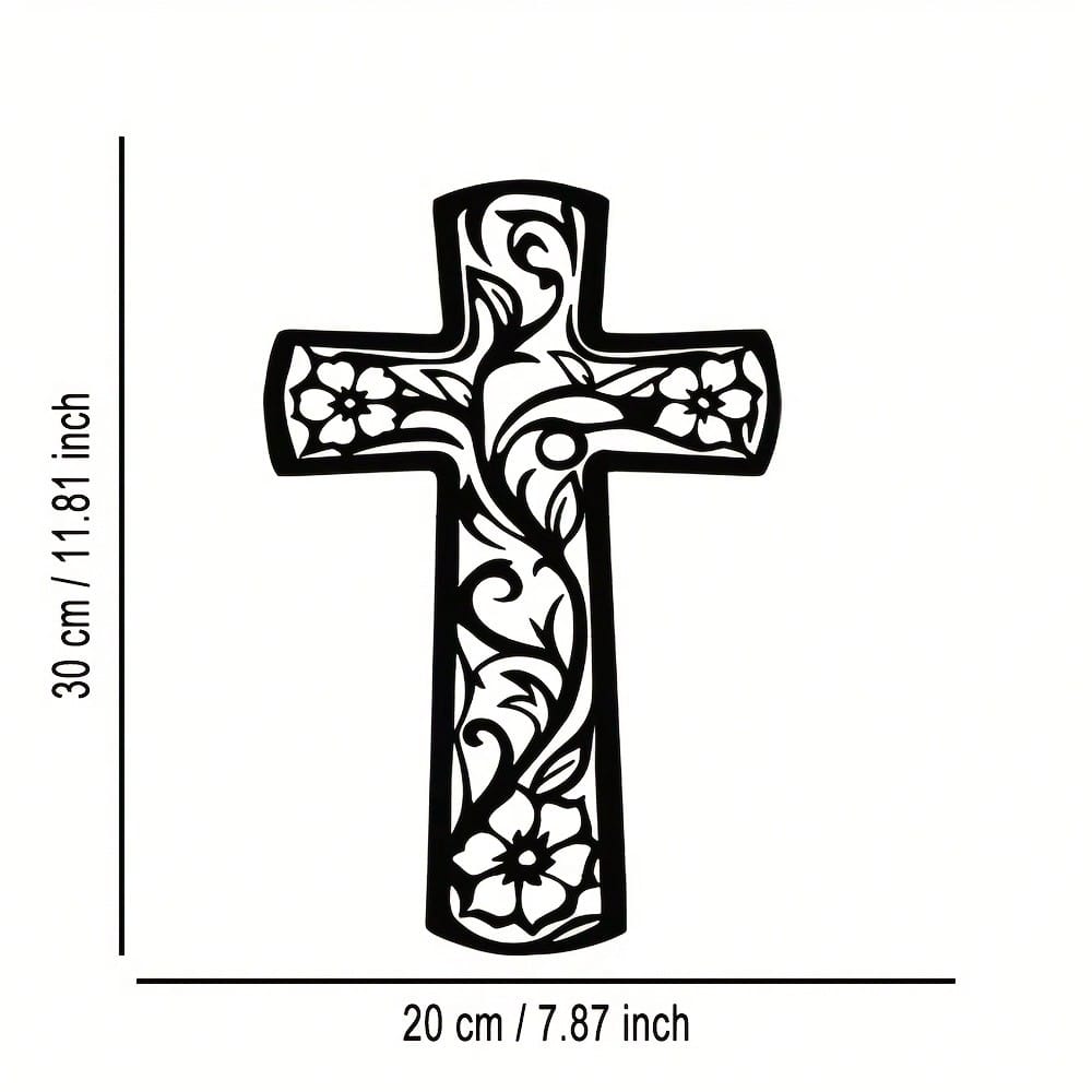 

1pc Metal Cross Wall Art Abstract Filigree Grapevine Plaque Modern Spiritual Decor Sculpture for Home Office Living Room різнокольоровий