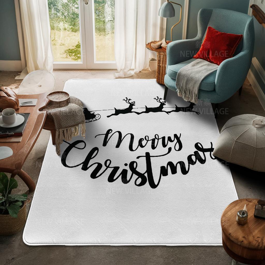 House Entrance Carpet Home Door Mat Living Room Bath Foot Bathroom Non-slip Water Absorption Rugs Bath Merry Christmas Winter
