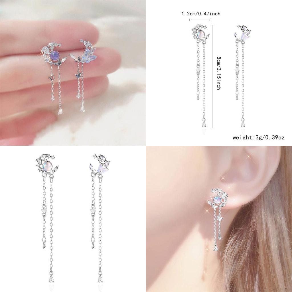 Animalinspired Butterfly Dangle Earrings With Rhinestones For Daily Wear Women