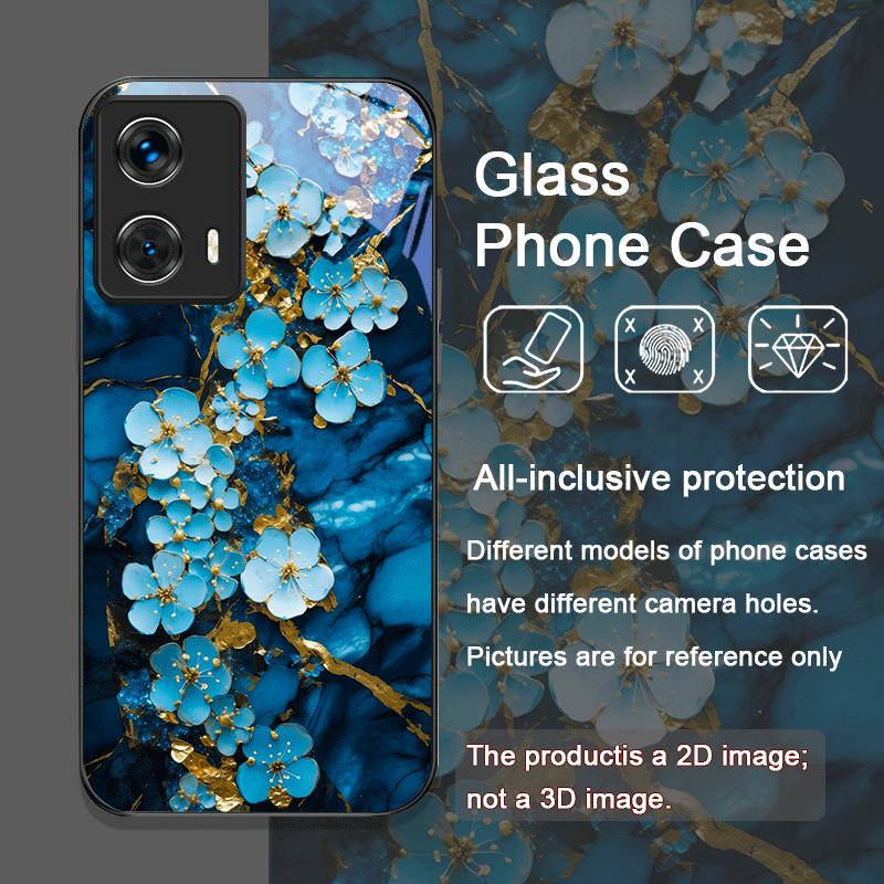 Aesthetic Flower Marble Texture Art Tempered Glass Phone Case for Motorola Moto G85 G84 G75 Edge 50 Fusion 40 Neo 30 Pro Covers