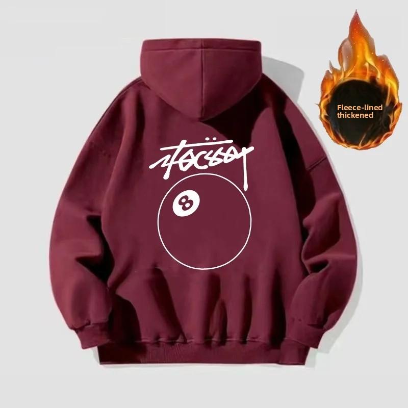 Trendiger Herren-Hoodie Sweatshirt Herbst Winter Pool-Print Schwergewicht Locker Vielseitig Paar-Hoodie Lässige Streetwear