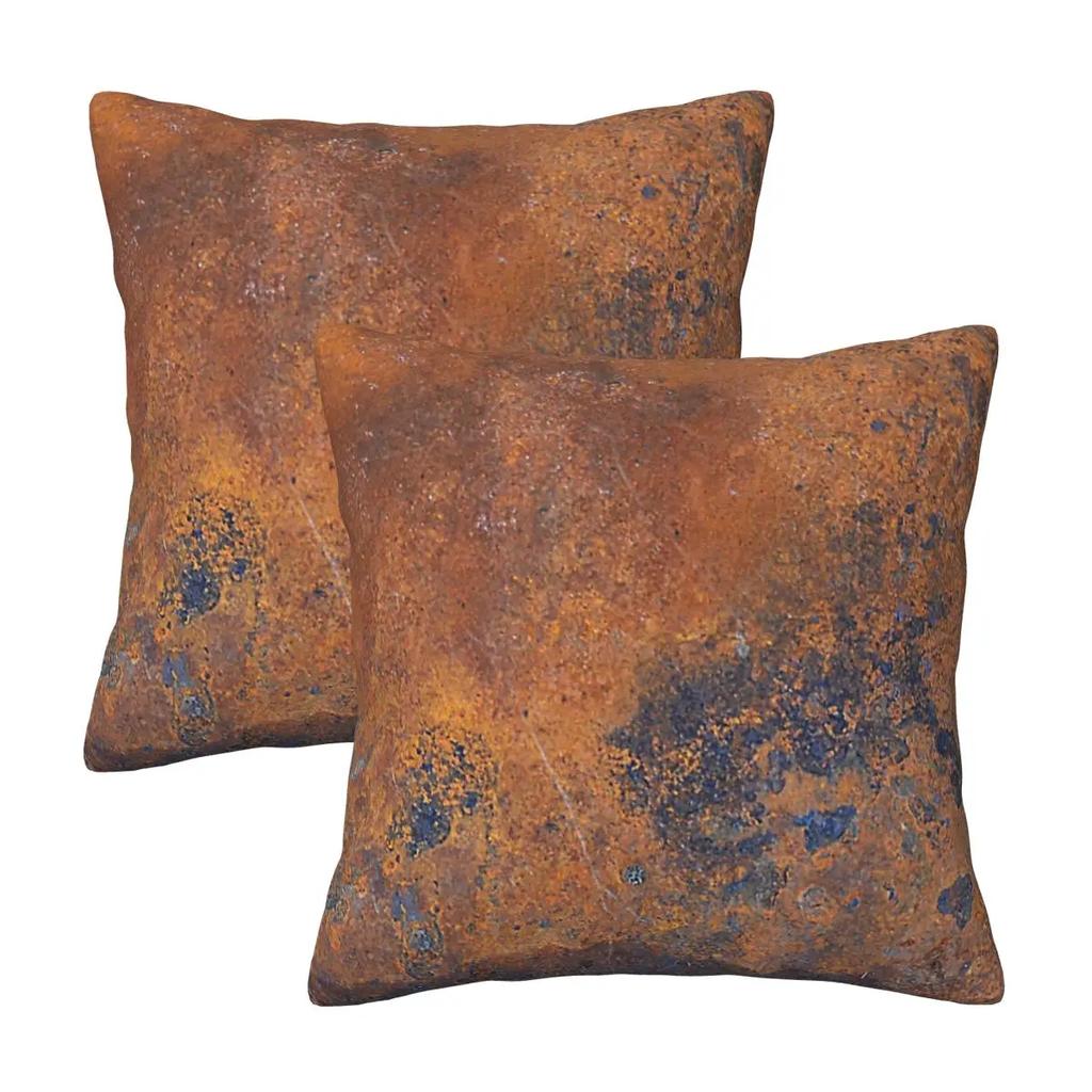 Rust Colored African Mudcloth 2 Pcs Square Pillowcase Pillow Cover Cushion Zip Decorative Comfort Throw Pillow For Living Room