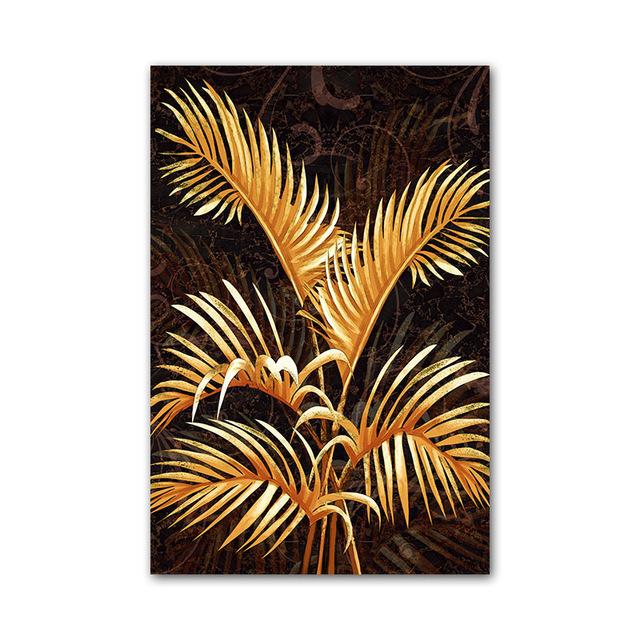 

Абстрактное Ретро Золотое растение лист плакат банановая пальма Монстера скандинавская настенная картина печать холст картина украшение гостиной 21*30cm