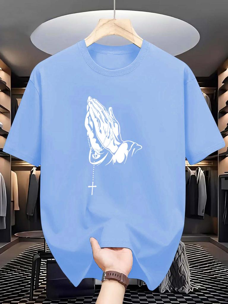 Men'S Casual Short Sleeve T-shirt,   Composition, Crew Neck, Slight Stretch, Summer Fashionable Tee