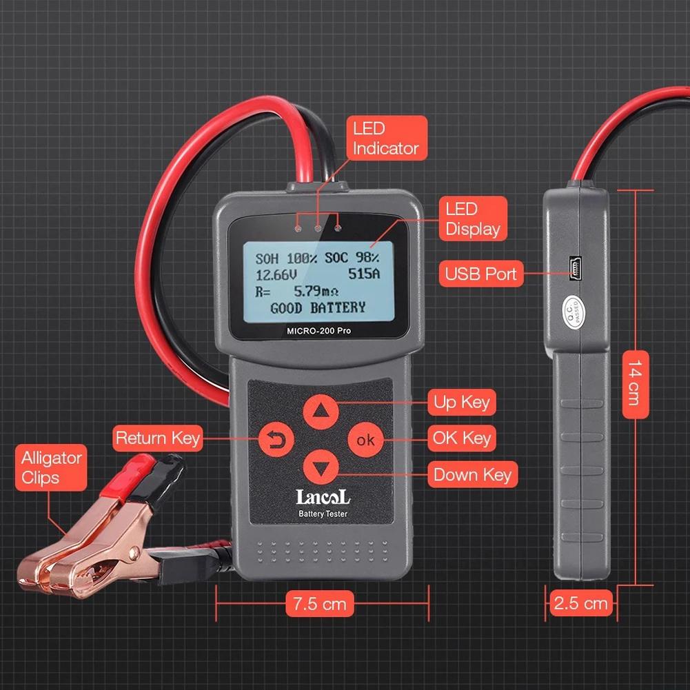 Alternator Battery Tester DC 7V-30V Automotive Battery Analyzer Cranking Charging Test Tool for Car Motorcycle Repairing