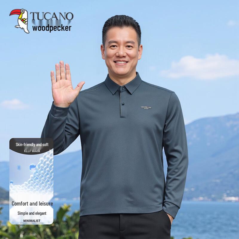 TUCANO Men s Long Sleeve Business Casual Polo Shirt L