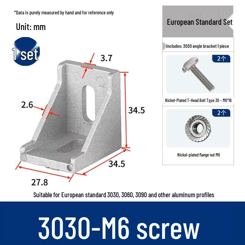 Aluminum 90° Corner Bracket Connector for 4040/2020/3030 Profiles