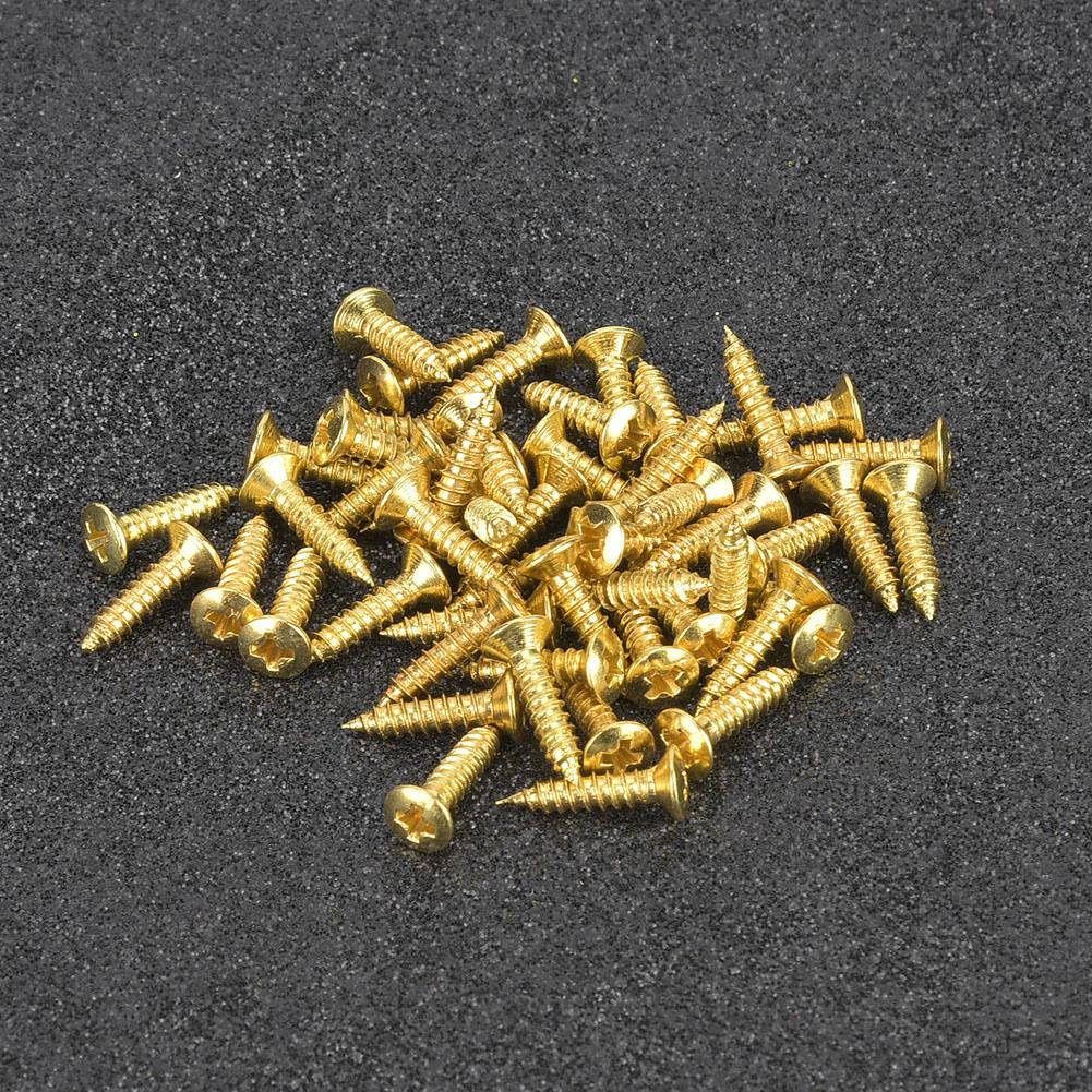 50pcs 12*2.5mm Electric Bass Guitar Pickguard Screws BackPlate Rod Cover Mounting Screws(Gold