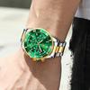 OLEVS Men's Watch Stainless Steel Band Date Display Chronograph 40mm Business Formal Waterproof 10 ATM Gold Blue White