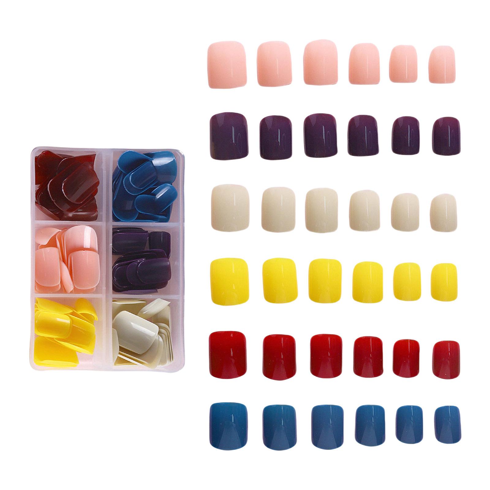 

144 Pcs/Box Short False Nails Solid Color Artificial Nails Full Cover Stick on Nails Press On Nails for Women Girl
