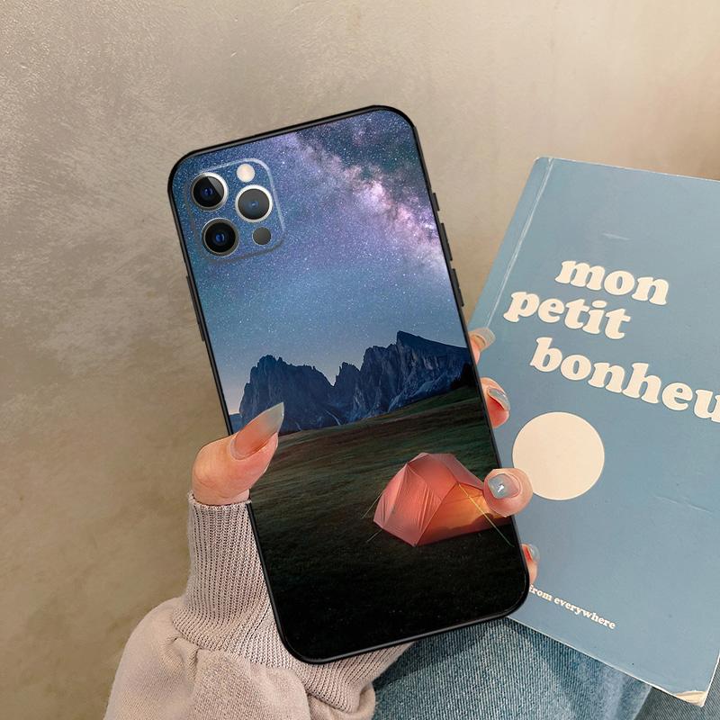 Camping Nature Mountain Case For 17 Air iPhone 16 15 14 13 12 11 Pro Max 12 Mini XR 15 16 Plus 16e Back Cover Shell