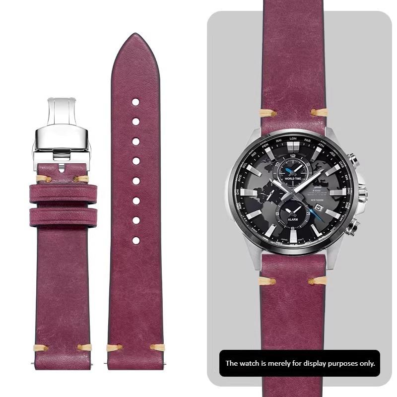22mm 23mm high-quality genuine leather watch strap For Casio EDIFICE EFR-552D/539/303 EFV-650D MDV-107D Men's Cowhide watchband