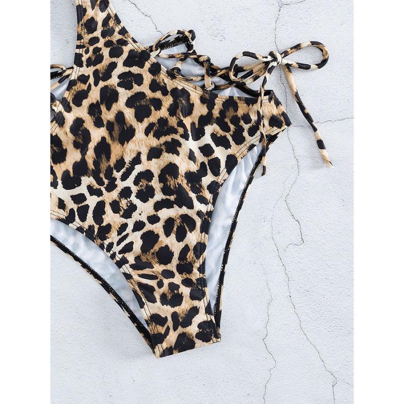 2026 New Leopard Print Spaghetti Straps One-Piece Swimsuit Women's in Stock Popular