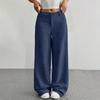 Corduroy Pants For Women Casual Elastic Waist Straight Leg Pants Loose Comfy Trousers With Pockets