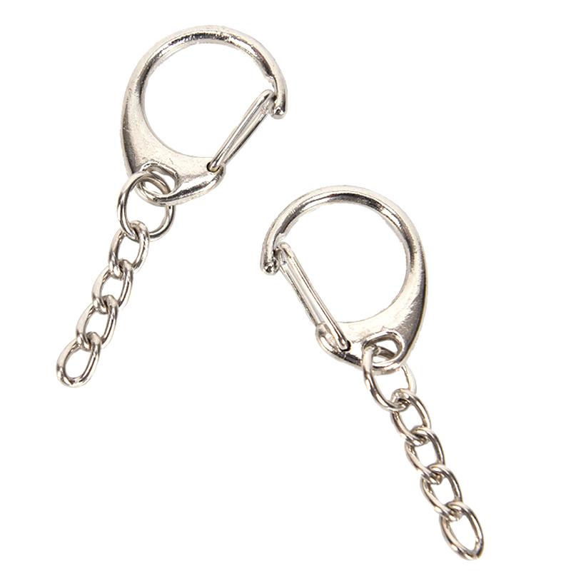 10Pcs Polished Silver Keyring Diy Keychain Short Chain Split Ring Key Rings
