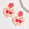 Retro Flower Temperament Kontrast Kolor Kwadratowe Kolczyki Akrylowe Proste Cukierkowe Kolczyki Wiszące Piercing Oreja