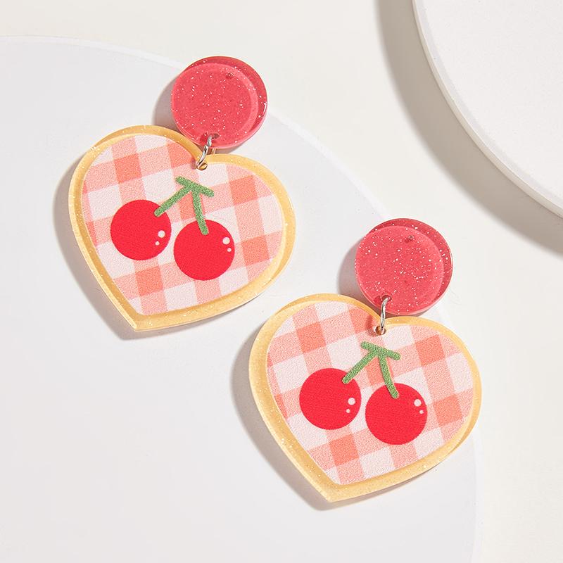 Retro Flower Temperament Kontrast Kolor Kwadratowe Kolczyki Akrylowe Proste Cukierkowe Kolczyki Wiszące Piercing Oreja