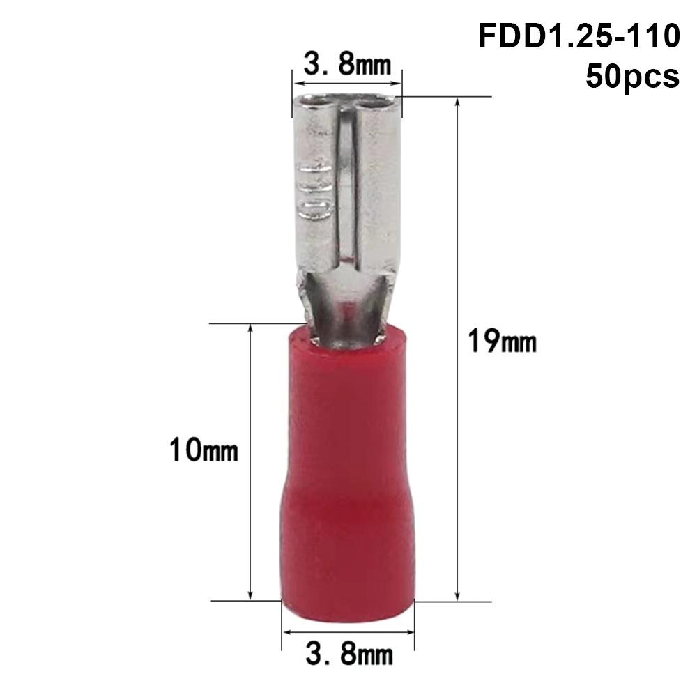 50Pcs 2.8/4.8/6.3mm Wire Connectors FDD/MDD1.25/2/5.5 Female/Male Electrical Crimp Terminal Insulated Spade Quick Disconnects