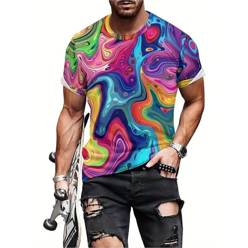 3d Printed Abstract Pattern Men T-Shirt Colorful Unisex Hip Hop T Shirt For Men Summer Casual Round Neck Short Sleeve Women Tops