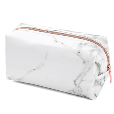 Federmäppchen aus PU mit weißem Marmor, Kosmetiktasche mit Reißverschluss für Mädchen und Frauen