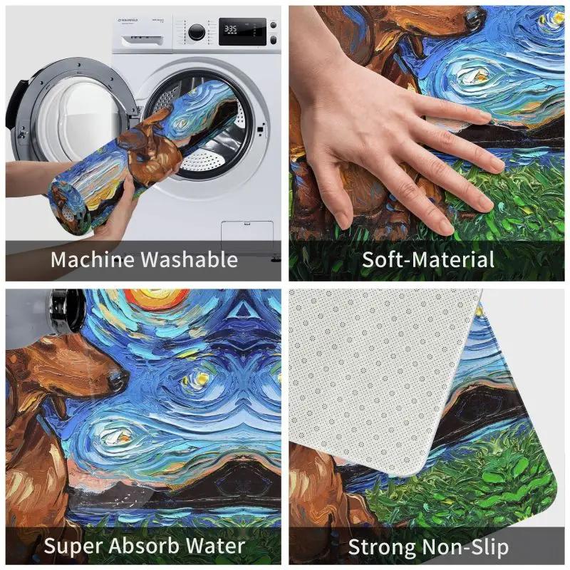 Custom Starry Night Dachshund Dog Doormat Anti-Slip Entrance Kitchen Bathroom Floor Door Mats Bedroom Balcony Carpet Rug