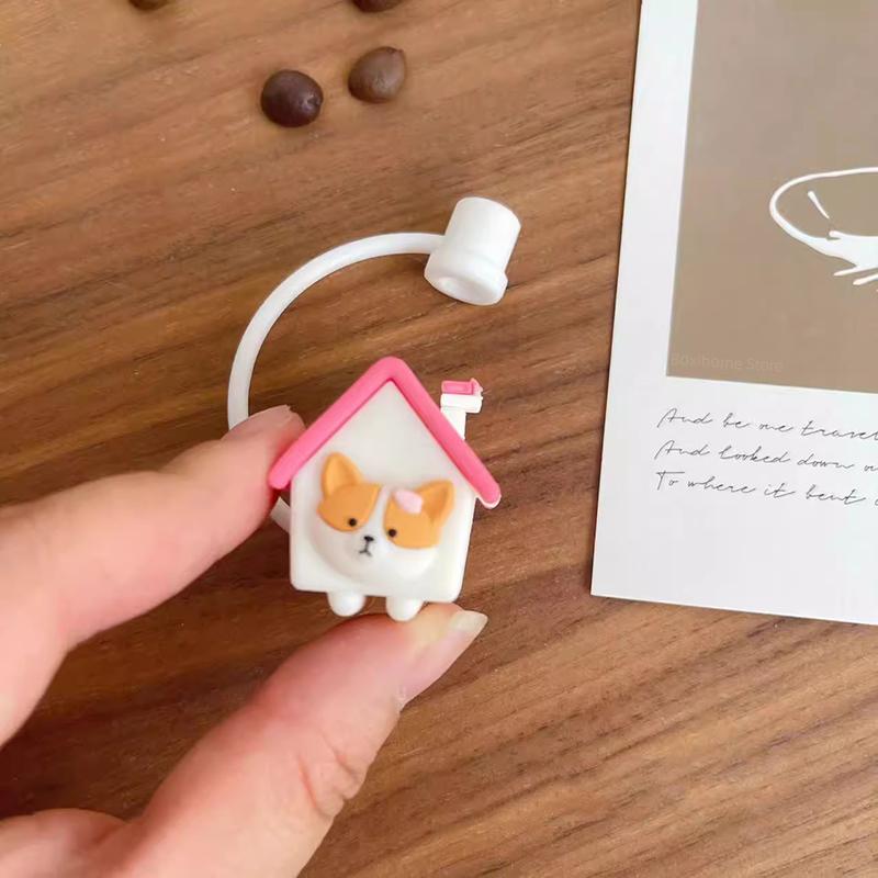 Kawaii Silikon-Strohhalmabdeckung für 7-8mm Cartoon Lebensmittelqualität Silikon Staubdicht Hitzebeständig Strohhalm-Stopfen Kappe Schnabeltassen Zubehör