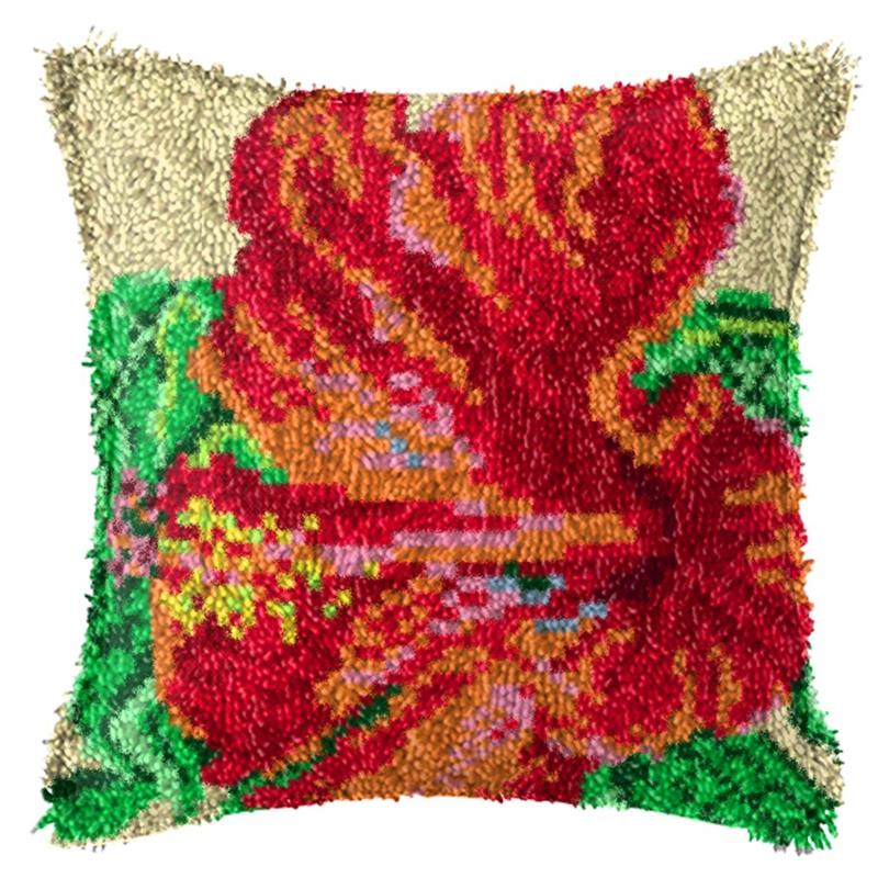 Blumen Pflanzen Klinkenhaken Kissen Haken Handgestrickt Stickerei Teppich Kissen Pflanzenstickerei Klinkenhaken-Kits Smyrna Paket DIY